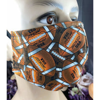 Handsewn Face Cover with Filter Pocket & Bendable Nose Wire - Football - 5 Sizes