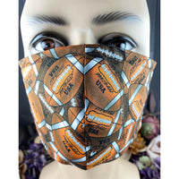 Handsewn Face Cover with Filter Pocket & Bendable Nose Wire - Football - 5 Sizes