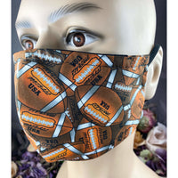 Handsewn Face Cover with Filter Pocket & Bendable Nose Wire - Football - 5 Sizes