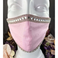 Handsewn Face Cover with Filter Pocket and Bendable Nose Wire - Pink Glamour w/Rhinestones - 5 Sizes
