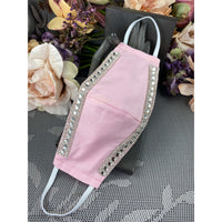 Handsewn Face Cover with Filter Pocket and Bendable Nose Wire - Pink Glamour w/Rhinestones - 5 Sizes