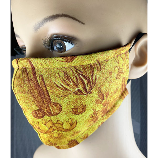 Handsewn Face Cover with Filter Pocket & Bendable Nose Wire - Golden Desert - 5 Sizes
