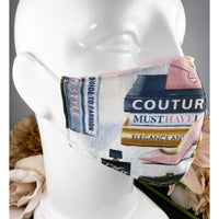 Handsewn Face Cover with Filter Pocket & Bendable Nose Wire - High Heel Couture Fashion - 5 Sizes