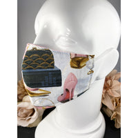 Handsewn Face Cover with Filter Pocket & Bendable Nose Wire - High Heel Couture Fashion - 5 Sizes