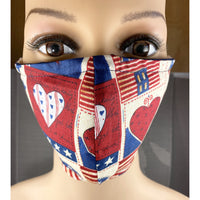 Handsewn Face Cover with Filter Pocket and Bendable Nose Wire - Heart USA - 4 Sizes