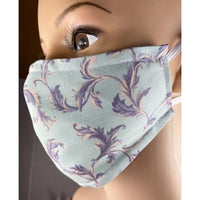 Handsewn Face Cover with Filter Pocket and Bendable Nose Wire - Seafoam Green & Lilac Floral - 5 Sizes