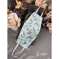 Handsewn Face Cover with Filter Pocket and Bendable Nose Wire - Seafoam Green & Lilac Floral - 5 Sizes
