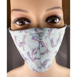 Handsewn Face Cover with Filter Pocket and Bendable Nose Wire - Seafoam Green & Lilac Floral - 5 Sizes