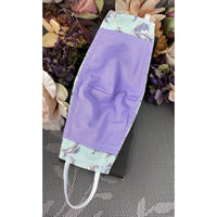 Handsewn Face Cover with Filter Pocket and Bendable Nose Wire - Seafoam Green & Lilac Floral - 5 Sizes