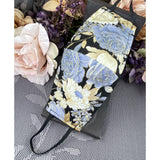 Handsewn Face Cover with Filter Pocket and Bendable Nose Wire - Black & Golden Shimmer Floral - 5 Sizes