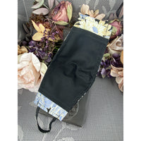 Handsewn Face Cover with Filter Pocket and Bendable Nose Wire - Black & Golden Shimmer Floral - 5 Sizes