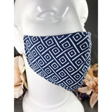 Handsewn Face Cover with Filter Pocket and Bendable Nose Wire - Navy Contemporary - 5 Sizes