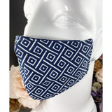 Handsewn Face Cover with Filter Pocket and Bendable Nose Wire - Navy Contemporary - 5 Sizes