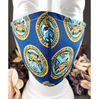 Handsewn Face Cover with Filter Pocket and Bendable Nose Wire - Vintage Dept of the Army Fabric - 5 Sizes