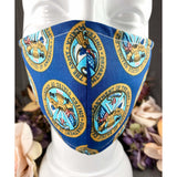 Handsewn Face Cover with Filter Pocket and Bendable Nose Wire - Vintage Dept of the Army Fabric - 5 Sizes