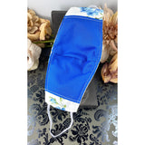 Handsewn Face Cover with Filter Pocket and Bendable Nose Wire - Blue & Green Floral - 5 Sizes