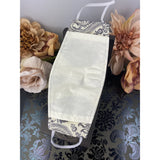 Handsewn Face Cover with Filter Pocket and Bendable Nose Wire - Cream & Graphite Boho Pattern - 5 Sizes