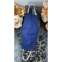 Handsewn Face Cover with Filter Pocket and Bendable Nose Wire - Solid Navy - 5 Sizes