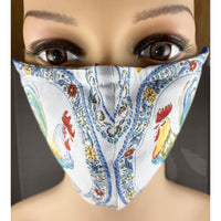 Handsewn Face Cover with Filter Pocket, Bendable Nose Wire, & Adjustable Elastic - Rooster - 5 Sizes