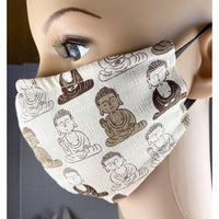 Handsewn Face Cover with Filter Pocket, Bendable Nose Wire, & Adjustable Elastic - Buddha Brown - 5 Sizes