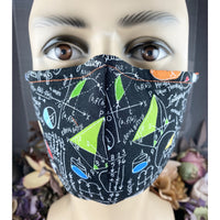 Handsewn Face Cover with Filter Pocket, Bendable Nose Wire, Adjustable Elastic, & Pre-Washed - Math Genius - 5 Sizes