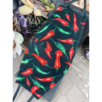Handsewn Face Cover with Filter Pocket, Bendable Nose Wire, Adjustable Elastic, & Pre-Washed - Red Hot Chili Peppers - 5 Sizes