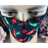 Handsewn Face Cover with Filter Pocket, Bendable Nose Wire, Adjustable Elastic, & Pre-Washed - Red Hot Chili Peppers - 5 Sizes