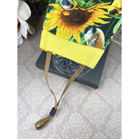 Handsewn Face Cover with Filter Pocket, Bendable Nose Wire, Adjustable Elastic, & Pre-Washed - Sunflowers and Birds - 5 Sizes