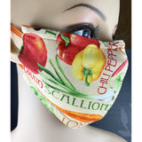 Handsewn Face Cover with Filter Pocket, Bendable Nose Wire, Adjustable Elastic, & Pre-Washed - Fresh Veggies - 5 Sizes
