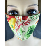 Handsewn Face Cover with Filter Pocket, Bendable Nose Wire, Adjustable Elastic, & Pre-Washed - Fresh Veggies - 5 Sizes