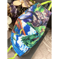 Handsewn Face Cover with Filter Pocket and Bendable Nose Wire - Dinosaurs  - 5 Sizes