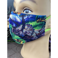 Handsewn Face Cover with Filter Pocket and Bendable Nose Wire - Dinosaurs  - 5 Sizes