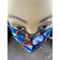 Handsewn Face Cover with Filter Pocket and Bendable Nose Wire - Dinosaurs  - 5 Sizes