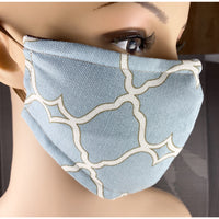Handsewn Face Cover with Filter Pocket and Bendable Nose Wire - Light Turquoise - 5 Sizes