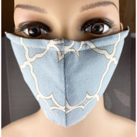Handsewn Face Cover with Filter Pocket and Bendable Nose Wire - Light Turquoise - 5 Sizes
