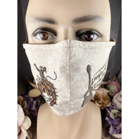 Handsewn and Machine-Embroidered Face Cover with Filter Pocket, Bendable Nose Wire, and Adjustable - Rodeo Cowboy & Music - 5 Sizes