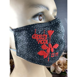 Handsewn and Machine-Embroidered Face Cover with Filter Pocket, Bendable Nose Wire, & Adjustable - Depeche Mode Inspired - 5 Sizes