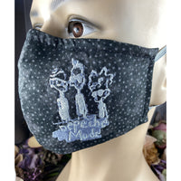 Handsewn and Machine-Embroidered Face Cover with Filter Pocket, Bendable Nose Wire, & Adjustable - Depeche Mode Inspired - 5 Sizes