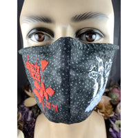 Handsewn and Machine-Embroidered Face Cover with Filter Pocket, Bendable Nose Wire, & Adjustable - Depeche Mode Inspired - 5 Sizes