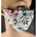 Handsewn Face Cover, Filter Pocket, Bendable Nose Wire, & Pre-Washed - Maroon Floral - 5 Sizes