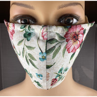 Handsewn Face Cover, Filter Pocket, Bendable Nose Wire, & Pre-Washed - Maroon Floral - 5 Sizes