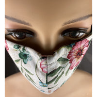 Handsewn Face Cover, Filter Pocket, Bendable Nose Wire, & Pre-Washed - Maroon Floral - 5 Sizes