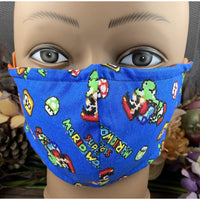 Handsewn Face Cover with Filter Pocket and Bendable Nose Wire - Super Mario World  - 5 Sizes