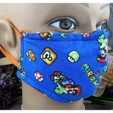 Handsewn Face Cover with Filter Pocket and Bendable Nose Wire - Super Mario World  - 5 Sizes