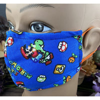 Handsewn Face Cover with Filter Pocket and Bendable Nose Wire - Super Mario World  - 5 Sizes