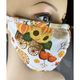 Handsewn Face Cover, Filter Pocket, Bendable Nose Wire, & Pre-Washed - Thanksgiving Turkey - 5 Sizes