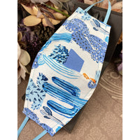 Handsewn Face Cover, Filter Pocket, Bendable Nose Wire, & Pre-Washed - Blue Cactus - 5 Sizes