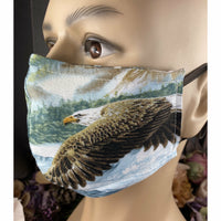 Handsewn Face Cover with Filter Pocket, Bendable Nose Wire, Adjustable Elastic, & Pre-Washed - Flying Eagles - 5 Sizes