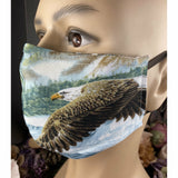 Handsewn Face Cover with Filter Pocket, Bendable Nose Wire, Adjustable Elastic, & Pre-Washed - Flying Eagles - 5 Sizes