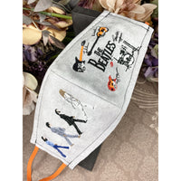 Handsewn and Machine-Embroidered Face Cover with Filter Pocket, Bendable Nose Wire, & Adjustable - Abbey Road - 5 Sizes